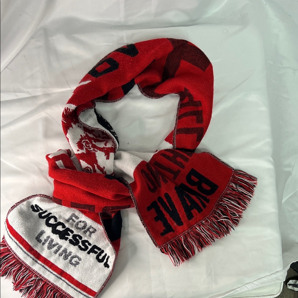Diesel Red and Black Graphic Knit Scarf